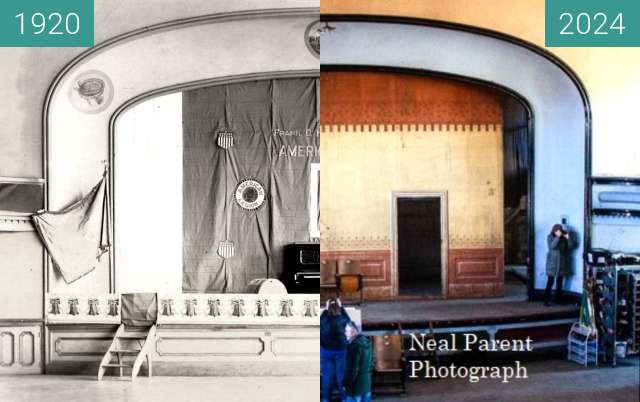 Image avant-après de The Opera House Belfast Maine entre 1920 et 02.2024