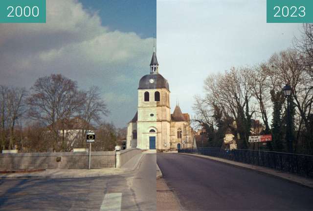 Before-and-after picture of Eglise de Dienville between 2000-Jan-10 and 2023-Dec-27