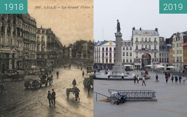 Vorher-Nachher-Bild von Grande Place (Lille) zwischen 1918 und 06.04.2019