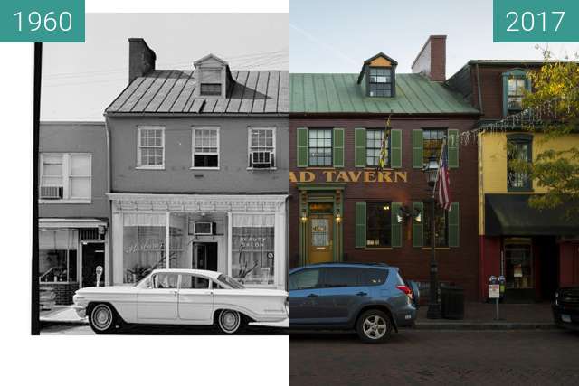 Before-and-after picture of 31-33 West Street, Annapolis, Maryland, USA between 1960 and 2017-Oct-03