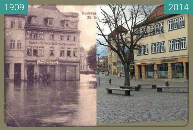 Image avant-après de Apolda Markt entre 1909 et 2014