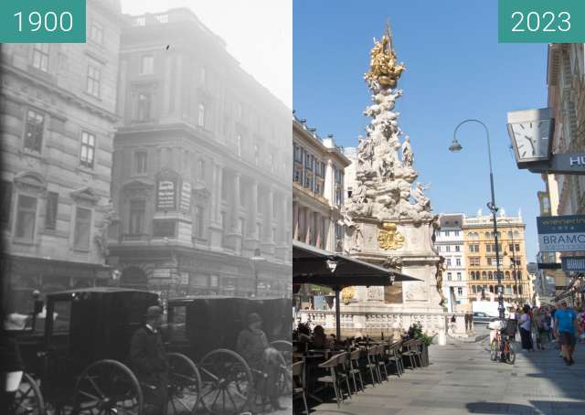 Before-and-after picture of Graben between 1898-Jan-01 and 08/2023