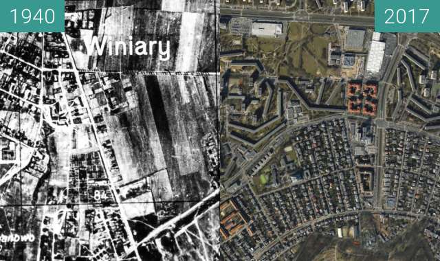 Before-and-after picture of Winogrady. 1940 between 1940-Feb-02 and 2017-Feb-02