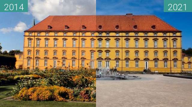 Before-and-after picture of Schlossgarten Osnabrück 2014 vs 2021 between 2014 and 2021