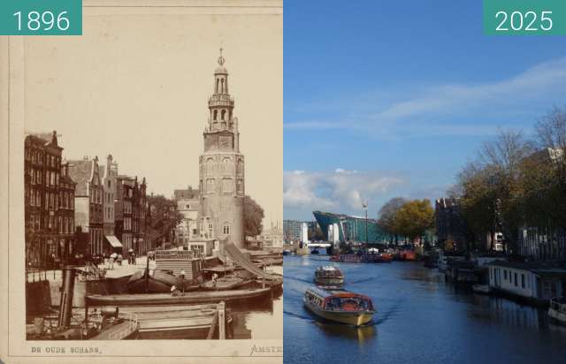 Before-and-after picture of Oude Schans between 1896 and 11/2025