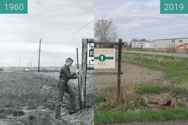 Image avant-après de Yellowstone Boys & Girls Ranch Sign on 72nd & King entre 1960 et 25/04/2019