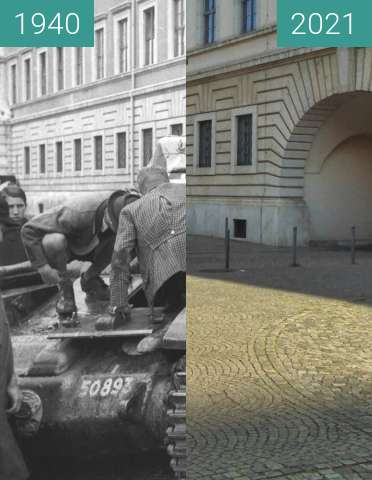 Image avant-après de Kriegsbeute in der Prinzregentenstraße; München entre 07.1940 et 25/05/2021