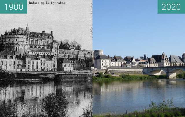 Before-and-after picture of Amboise between 1900 and 06/2020