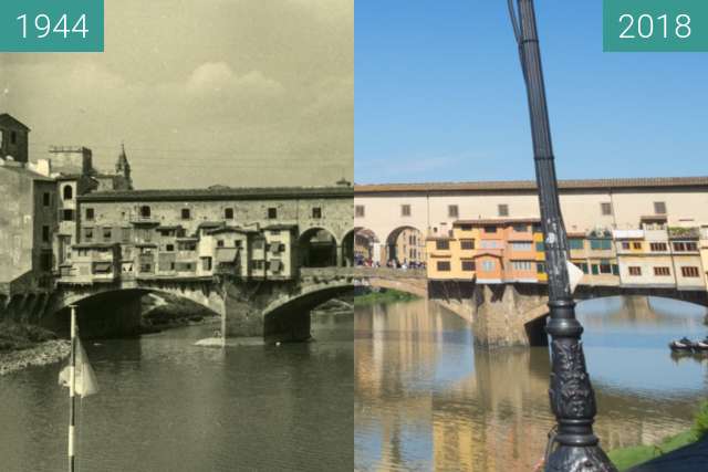 Vorher-Nachher-Bild von Florence, Italy 1944/2018, Ponte Vecchio zwischen 07.1944 und 20.05.2018