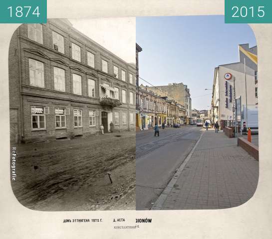 Before-and-after picture of Konstantynowska (Legionów) Street between 1874 and 2015