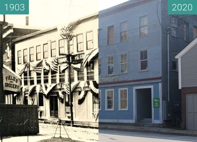 Vorher-Nachher-Bild von Thompson Manufacturing Co., Belfast, Maine zwischen 1903 und 2020