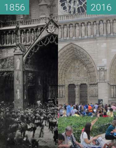 Image avant-après de Notre-Dame entre 14/06/1856 et 25/06/2016