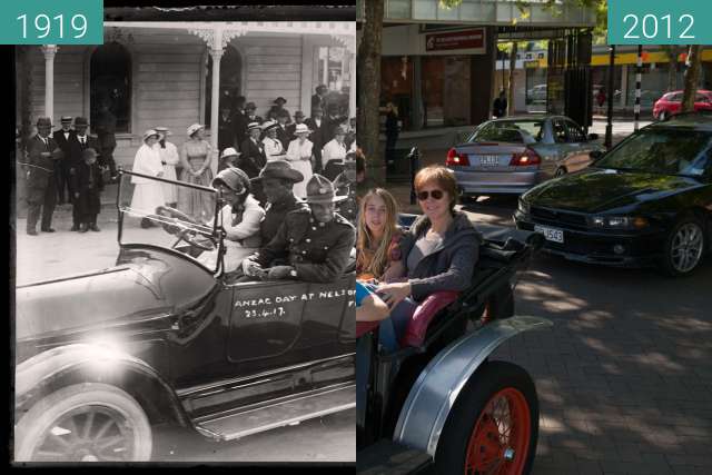 Image avant-après de ANZAC Day at Nelson, NZ, 23.4.19 entre 23/04/1919 et 09/11/2012