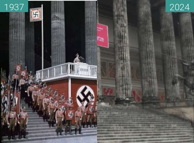 Before-and-after picture of Title: Göbbels speaking at Lustgarten 1937 between 1937-May-01 and 2024-Oct-05