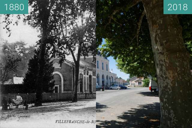 Before-and-after picture of Villefranche de rouergue between 1880 and 2018-Jul-07