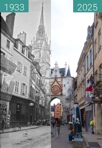 Before-and-after picture of Tour de l'Horloge between 1933 and 05/2025