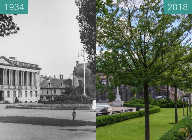 Before-and-after picture of Plac Wolności between 1934 and 2018
