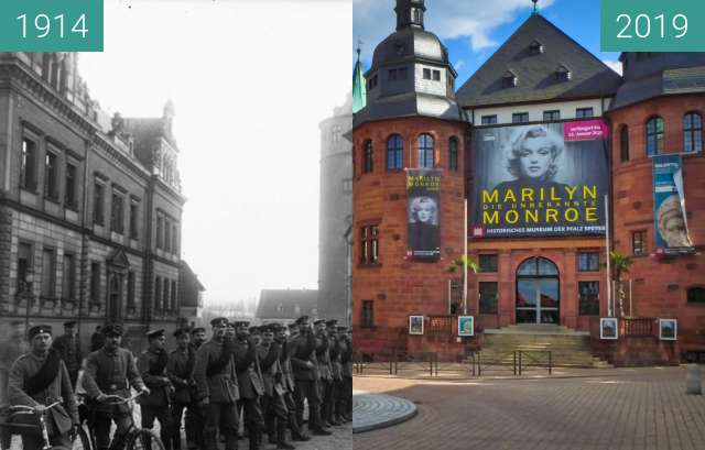 Before-and-after picture of Historisches Museum der Pfalz in Speyer between 07/1914 and 2019-May-14