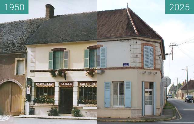 Image avant-après de Bransles - Café Hôtel  - Place Aristide Briand entre 1950 et 12/10/2025