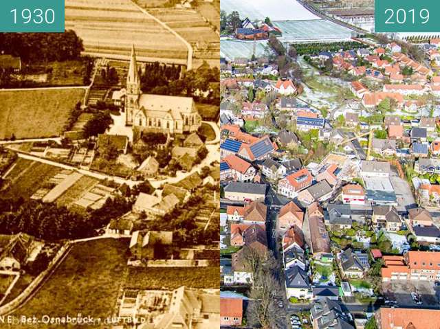 Before-and-after picture of Bad Iburg Glane between 1930 and 2019-Feb-03