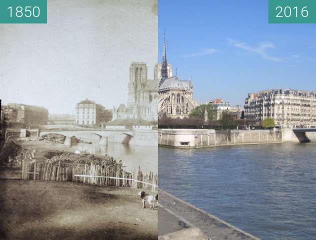 Image avant-après de Île de la Cité entre 1850 et 03/04/2016