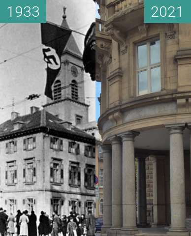 Before-and-after picture of Karlsruhe, Polizeipräsidium between 1933-Mar-06 and 2021-Sep-09