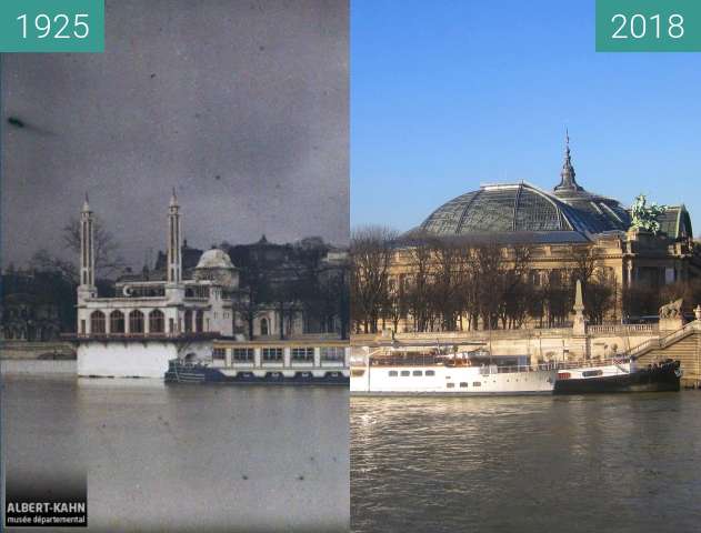 Before-and-after picture of Port des Champs-Elysées between 1925-Nov-24 and 2018-Feb-18