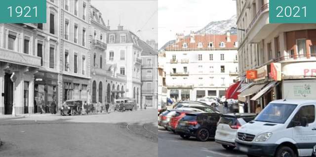 Before-and-after picture of Grenoble | Place de l'Etoile (1921) between 1921 and 2021