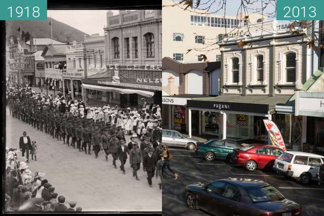 Image avant-après de Peace Celebrations, Nelson, Nov. 13.18 entre 13/11/1918 et 24/07/2013