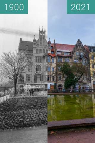 Before-and-after picture of Atelier Fritz Möller. between 1900 and 2021-Jan-05