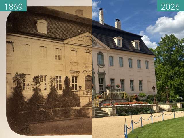 Before-and-after picture of Schloss Branitz between 1869 and 2026-Aug-21