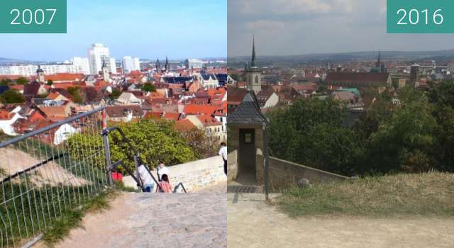 Before-and-after picture of Auf der Zitadelle Petersberg between 2007-Apr-15 and 2016-Aug-19