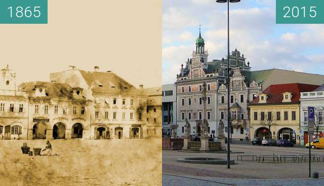 Before-and-after picture of Kolín. between 1865 and 2015-Mar-11
