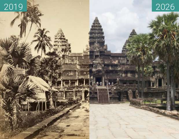 Image avant-après de Angkor Wat entre 1866 et 05.2026