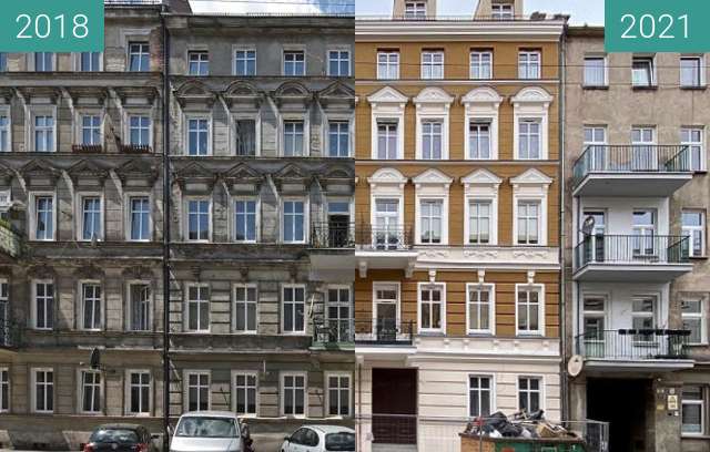 Before-and-after picture of Rebuilding of a Palace in Wroclaw (pt 4) between 2018 and 2021