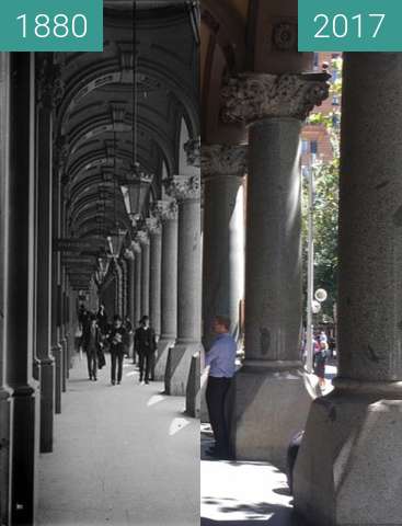 Vorher-Nachher-Bild von Sydney GPO Colonnade zwischen 1880 und 2017
