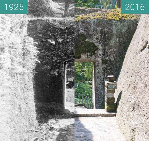 Before-and-after picture of Entrance to Pura Gunung Kawi between 1925 and 2016-Jun-15