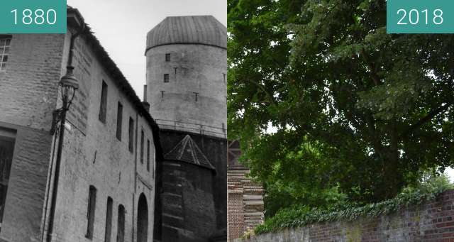 Vorher-Nachher-Bild von Kempen, Mühle an der ehemaligen Stadtmauer zwischen 1880 und 10.07.2018