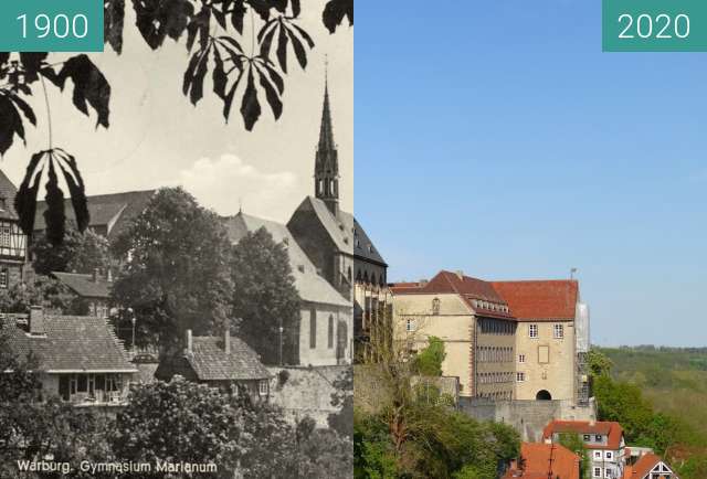 Vorher-Nachher-Bild von Gymnasium Marianum zwischen 1900 und 26.04.2020