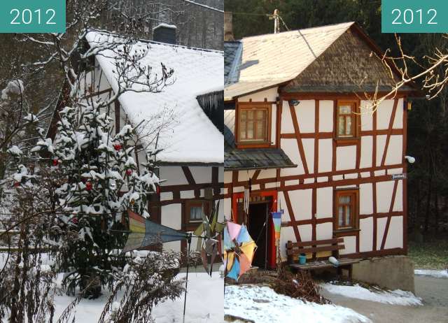 Before-and-after picture of Bornsmühle between 2012-Jan-12 and 2012-Feb-01
