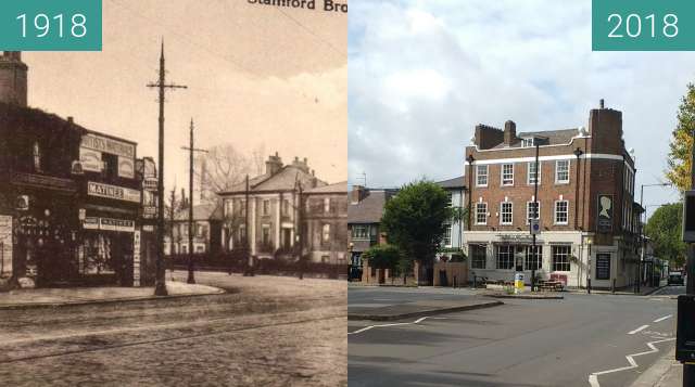 Image avant-après de Stamford brook corner entre 1918 et 2018