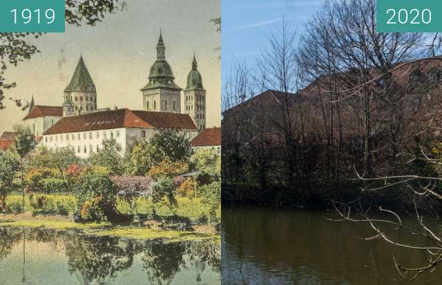 Before-and-after picture of Osnabrück. Der Dom between 05/1919 and 03/2020