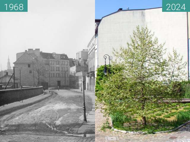 Before-and-after picture of Czartoria Street between 1968 and 2024-May-01