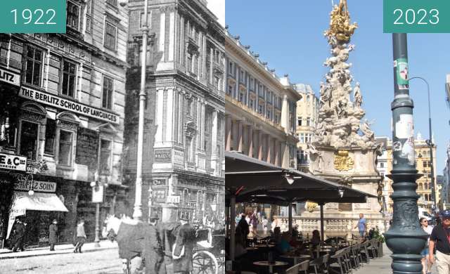 Before-and-after picture of Graben between 1922 and 2023