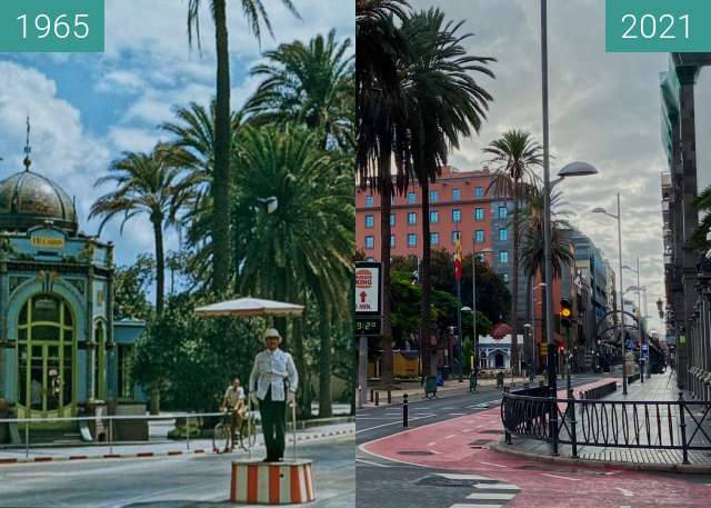 Before-and-after picture of Parque San Telmo between 1965 and 2021-Nov-14