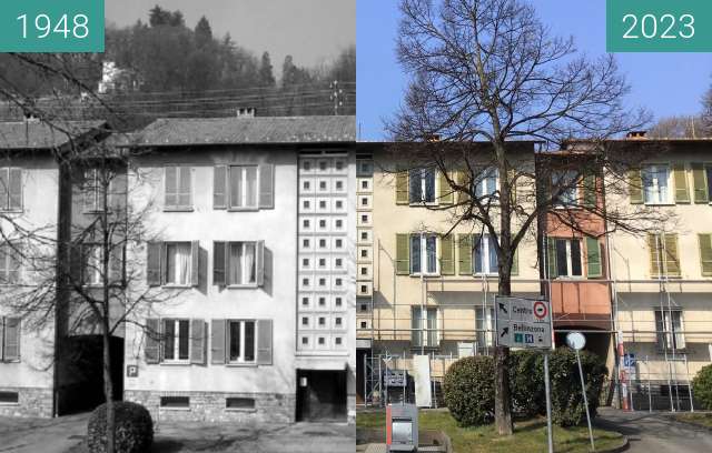 Before-and-after picture of Case popolari, Rino Tami - Lugano between 1948 and 2023