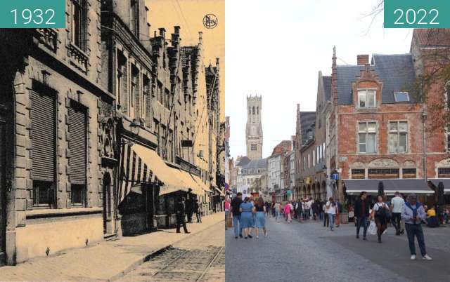 Before-and-after picture of Steenstraat between 1932 and 10/2022