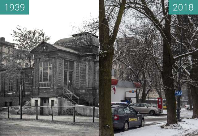 Before-and-after picture of Lodz Cyclists Club House between 1939 and 2018-Feb-13