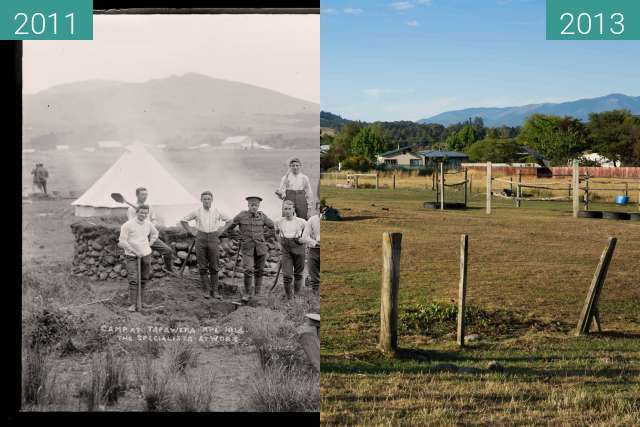 Image avant-après de Camp at Tapawera, 1914, The Specialists at Work entre 04.1914 et 06/01/2013