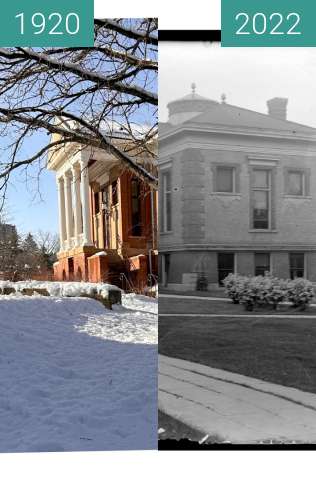 Before-and-after picture of Steensland Hall rephoto between 1920-Jun-04 and 2022-Jan-10